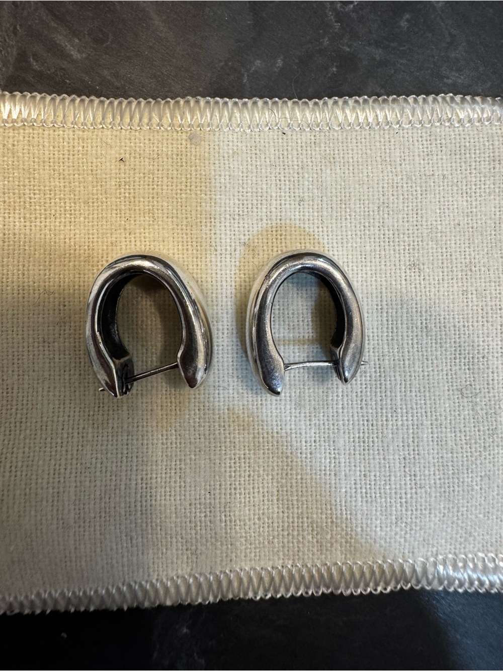 James Avery Silver Hoop Horseshoe Earrings - Picture 2 of 7